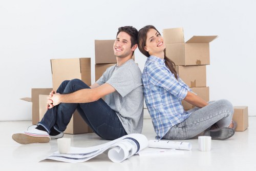 A professional team handling office relocation equipment in New Cross