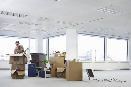 Boxes and household items prepared for moving day in New Cross