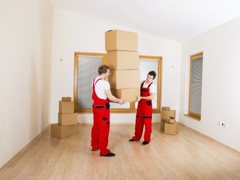 Packed boxes and furniture ready for removals in New Cross
